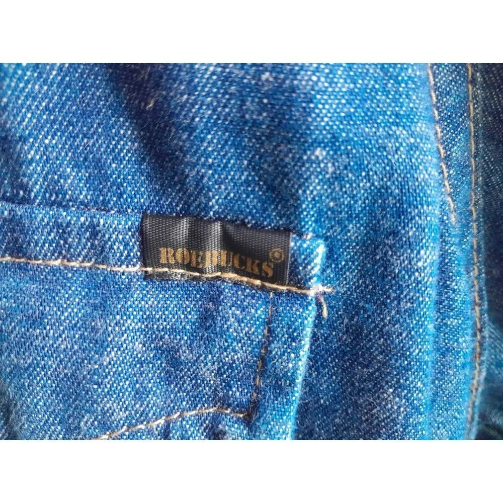 Vtg 70s 80s Sears Mens Western Wear Cowboy Trucker Pearl Snap XLT Denim Shirt
